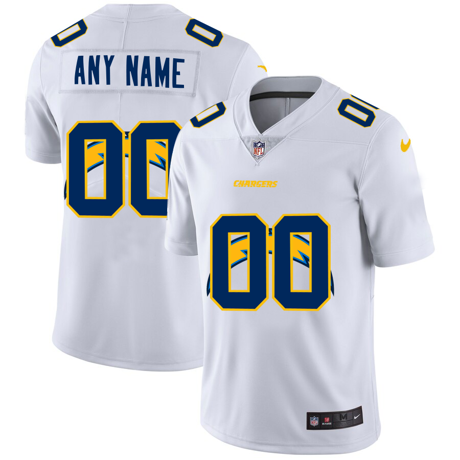 Wholesale Los Angeles Chargers Custom White Men Nike Team Logo Dual Overlap Limited NFL Jersey